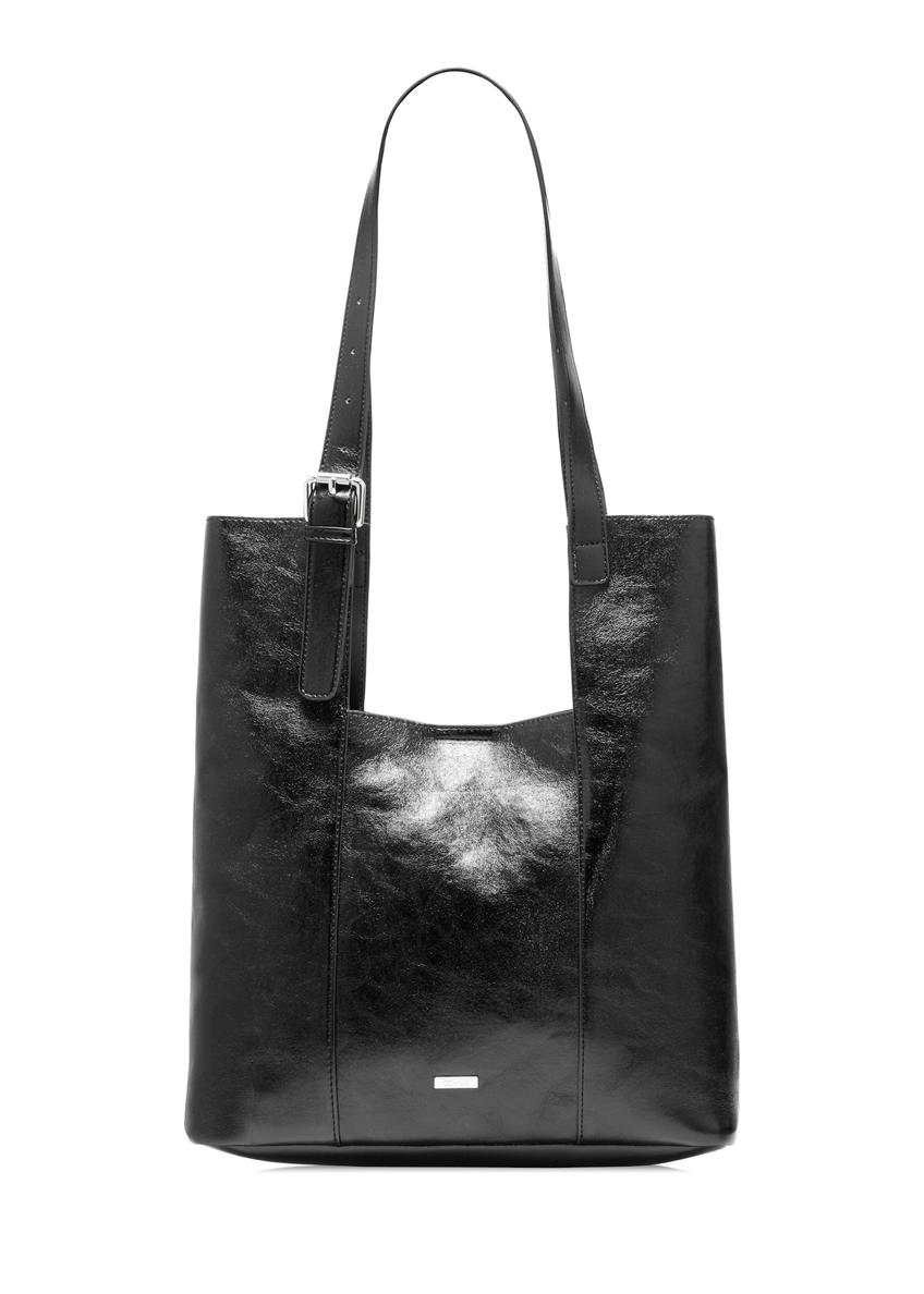 Black women's shopper bag TOREC-1086-99(Z25), front product view on white background.