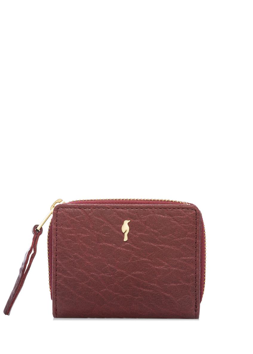 Small red leather women's wallet PORES-0815-4C(W26), front product view on white background.