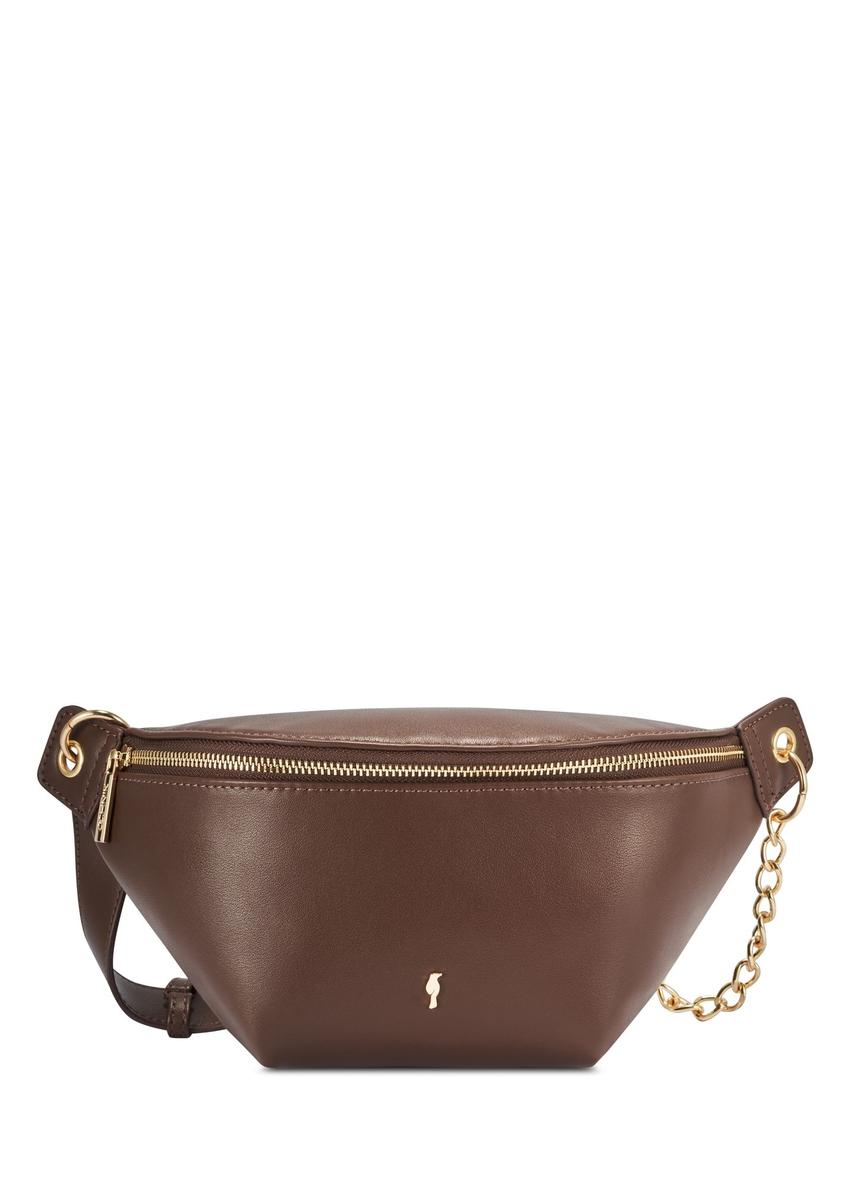 Brown women's waist bag TOREC-0788-1H(Z26), product view from the front on a white background.