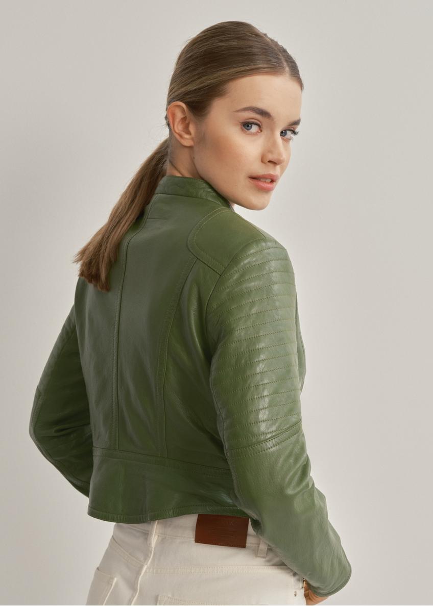 Women's green leather jacket KURDS-0321A-1292(W24)