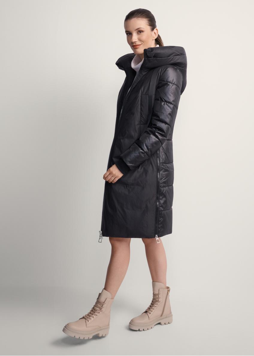 Women's black winter jacket with hood KURDT-0478-99(Z25)