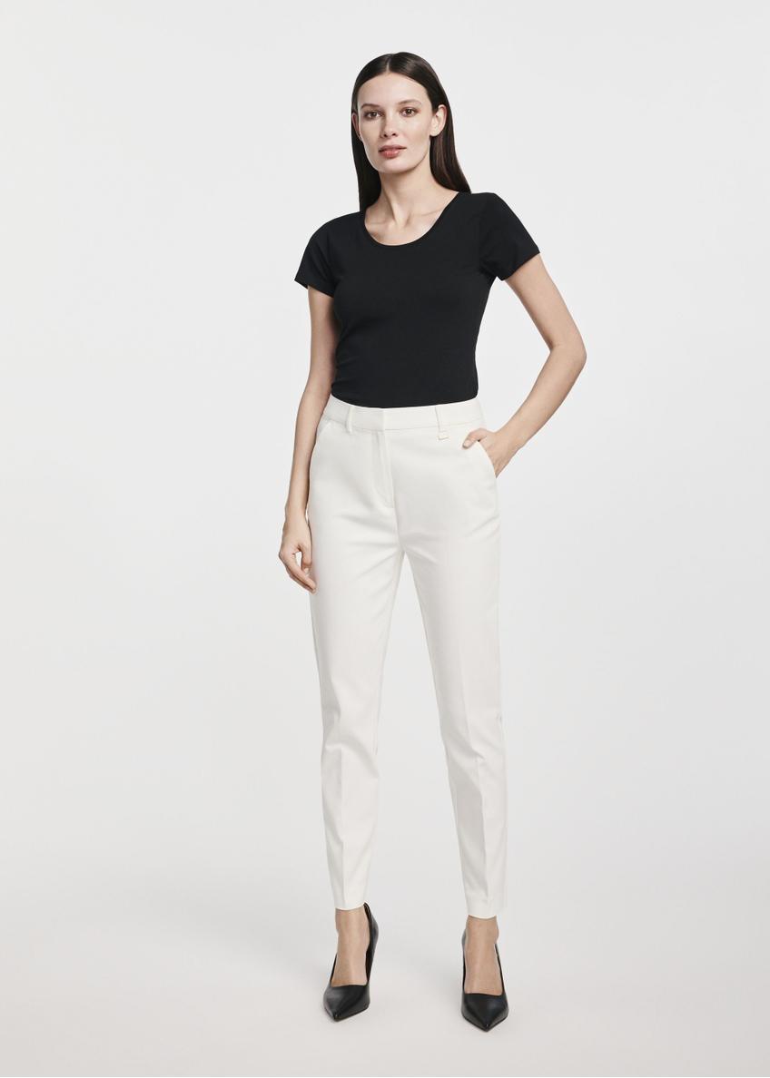 Cream women's trousers with a crease SPODT-0090-12(W25)-01