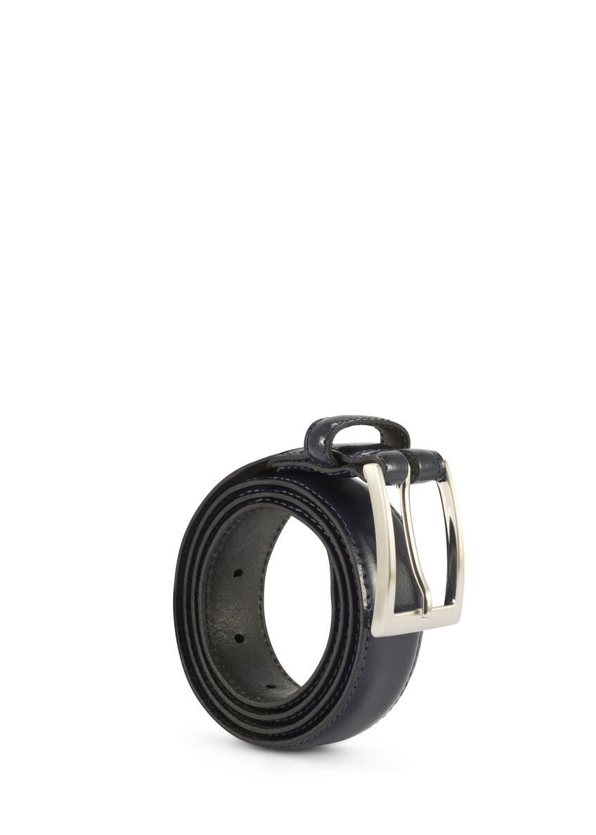 Navy blue men's leather belt PASMS-0244-69(Z25)