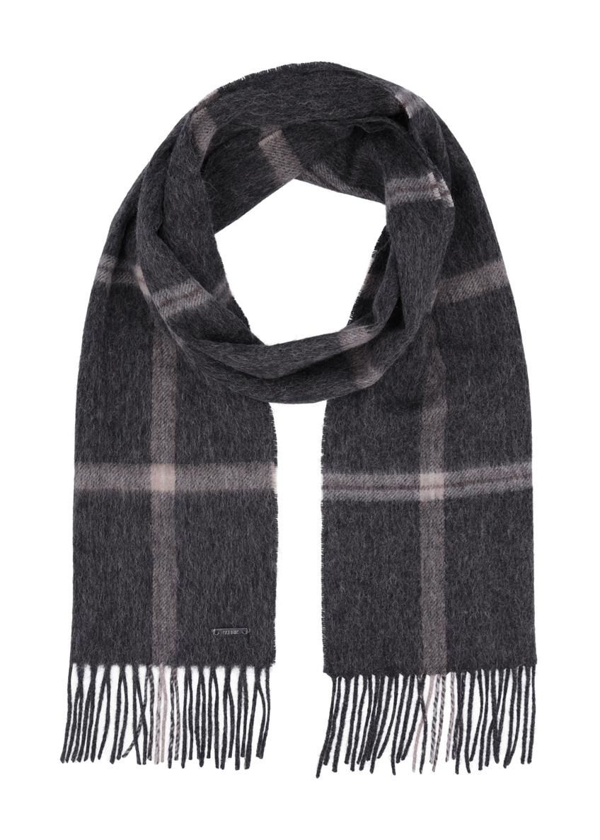 Men's woolen checkered scarf SZAMT-0089-9J(Z26), front product view on white background.