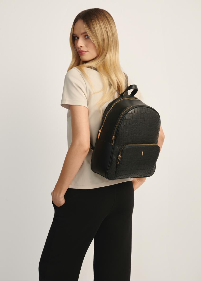 Black women's croco-style backpack TOREC-0725A-97(Z25)