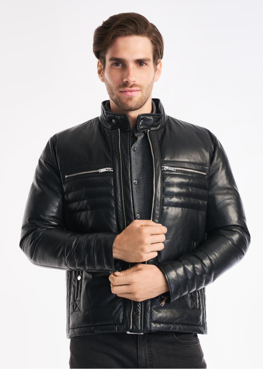 Men's insulated leather jacket KURMS-0273-5339(Z22)-01