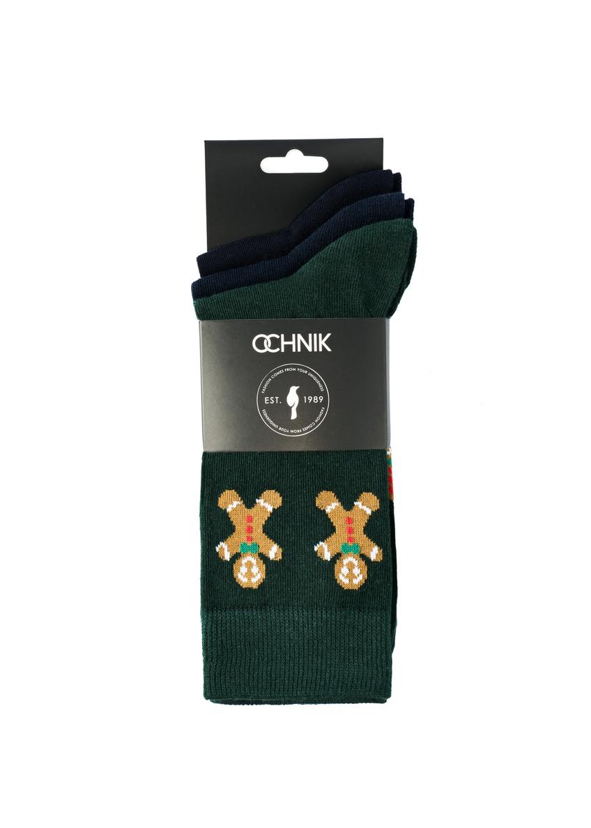 Set of long men's Christmas socks ZESMT-0060-15(Z25), view of the product in the packaging on a white background.
