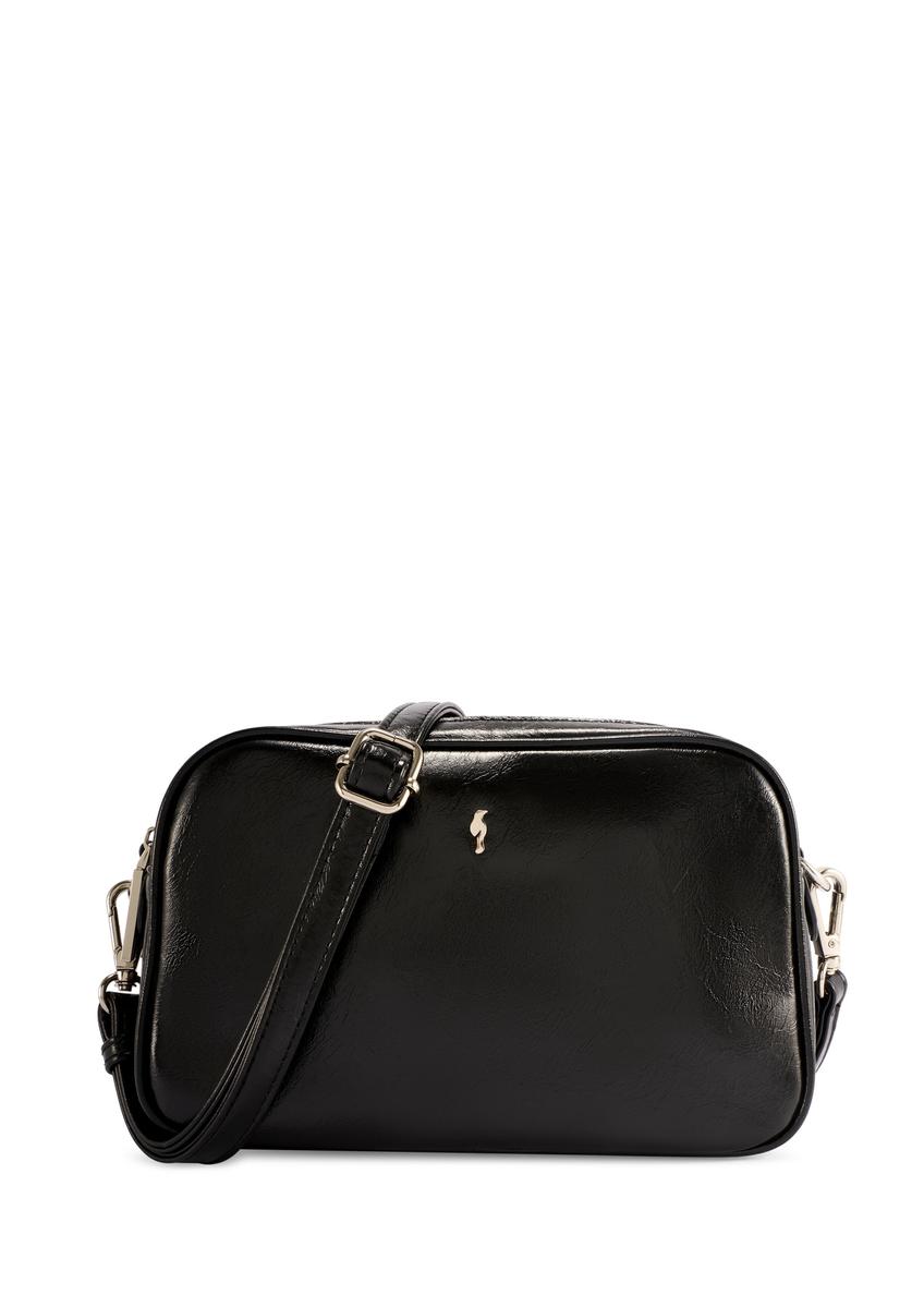 Medium black women's handbag TOREC-1121-9F(W26), front product view on white background.