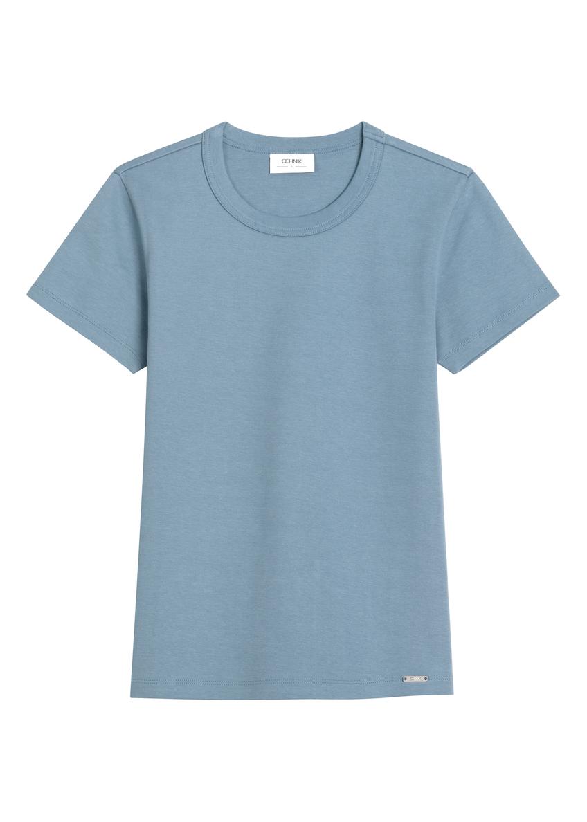 Blue cotton women's T-shirt TSHDT-0144-7B(Z26)