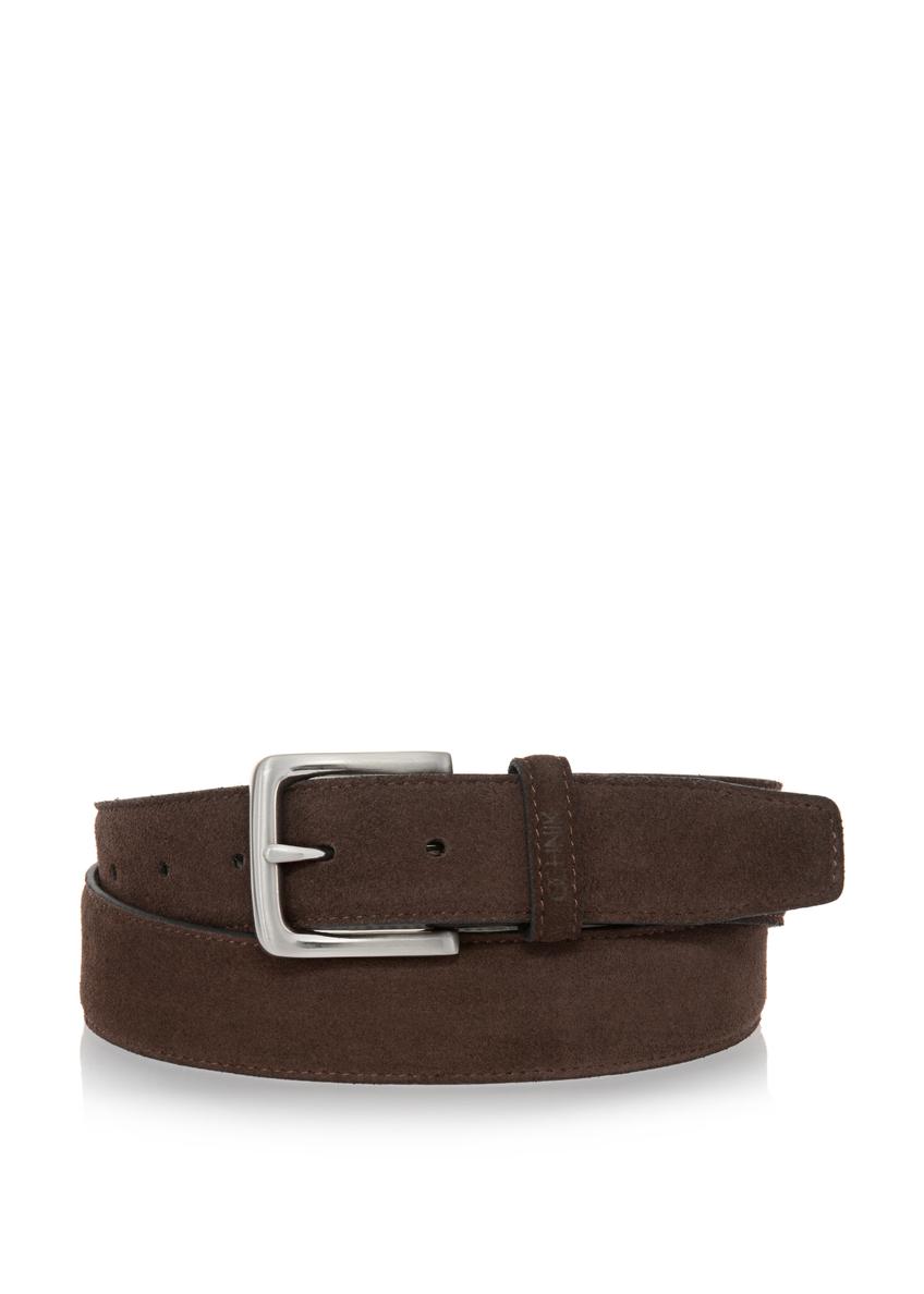 Dark brown leather men's belt PASMS-0242-90(Z23)-01