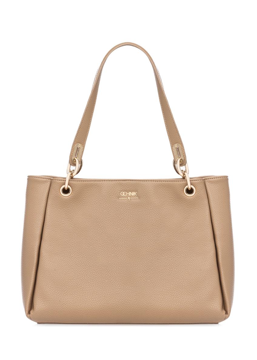 Beige women's imitation leather handbag TOREC-0998-1D(W26)