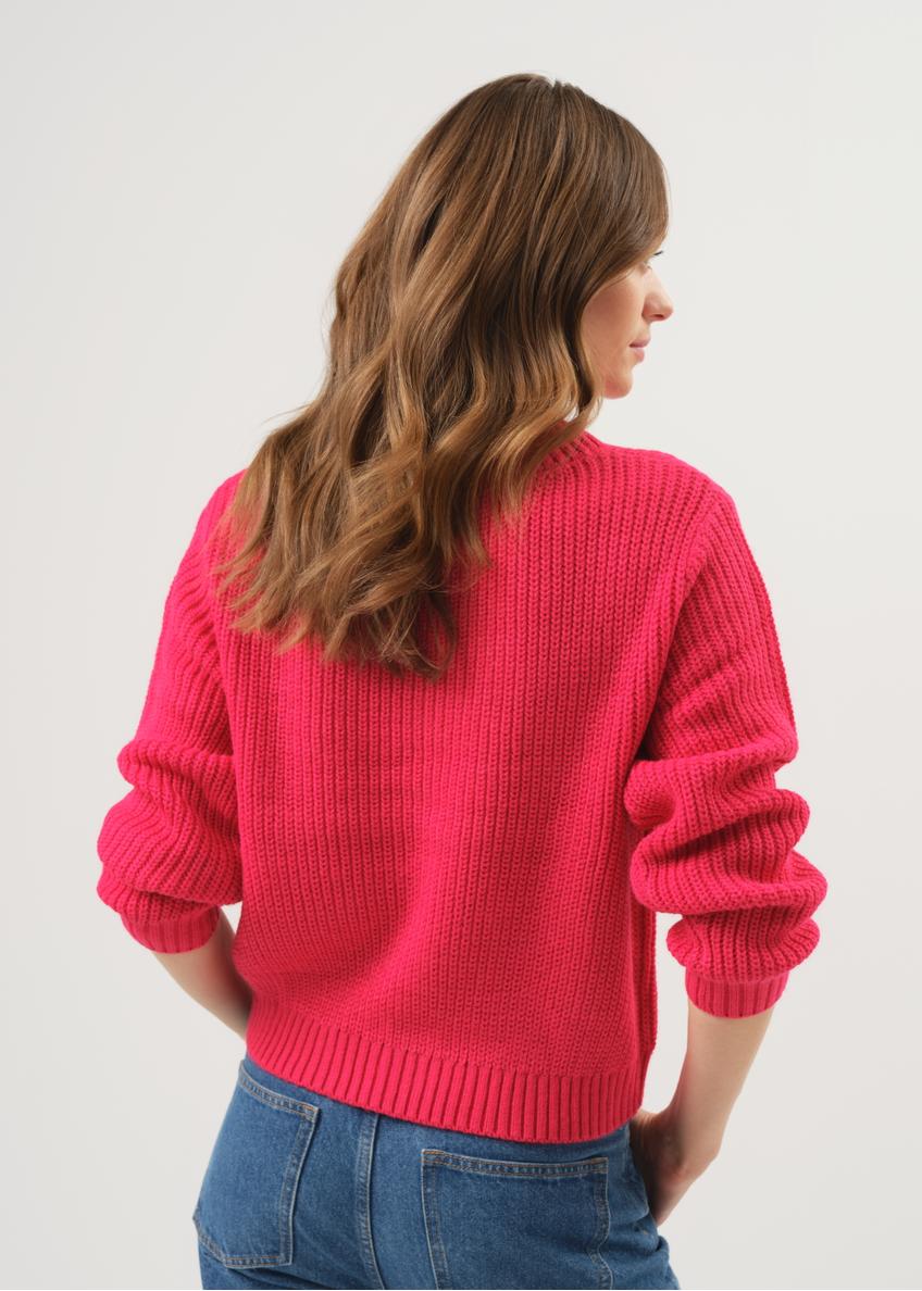 Fuchsia V-neck sweater for women SWEDT-0162-31(Z23)