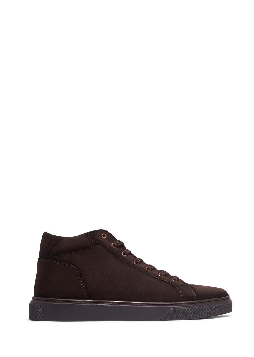 Dark brown suede men's shoes BUTYM-0582-1I(Z26), side view of the product on a white background.