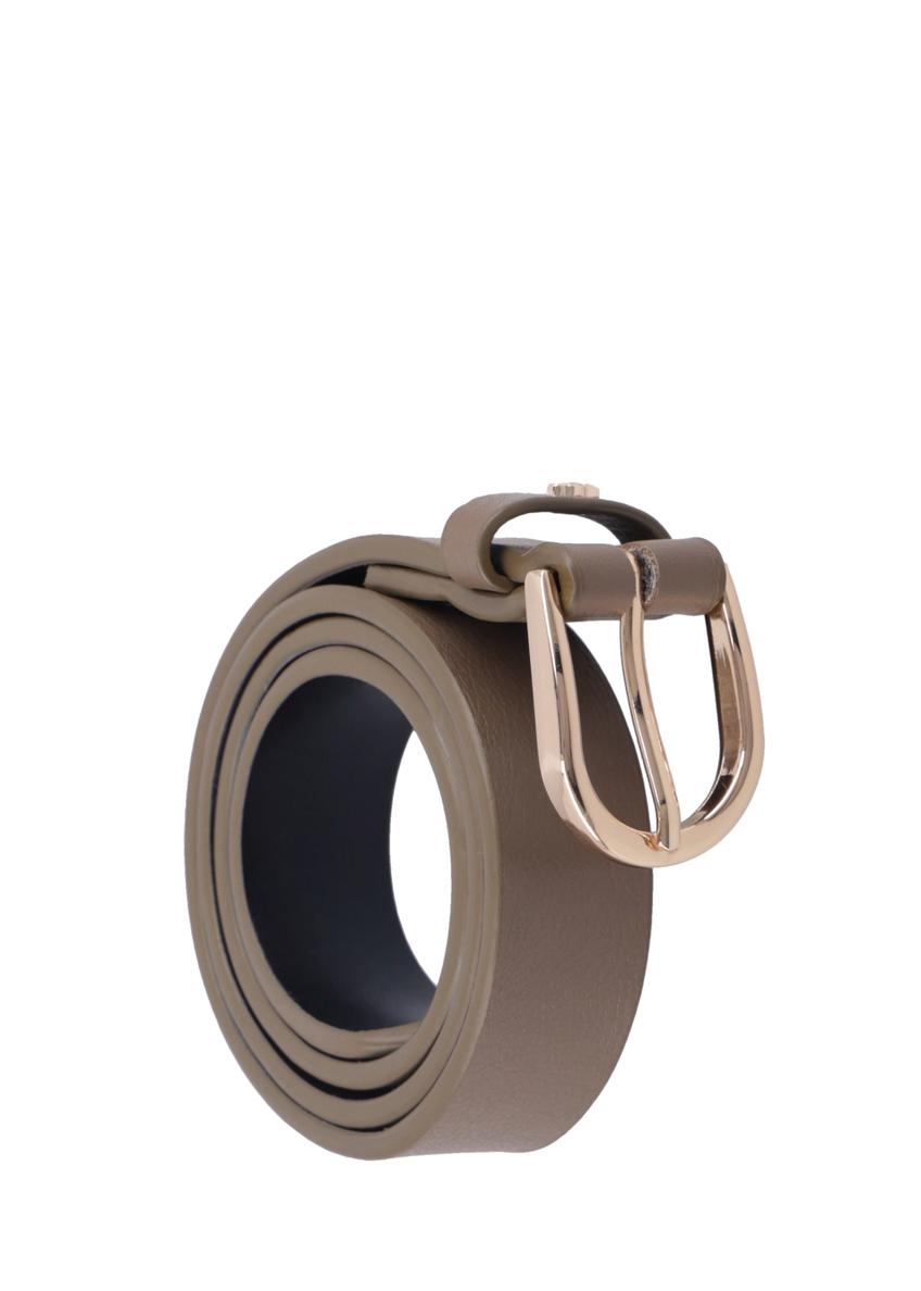 Dark beige leather women's belt PASDS-0345-1K(Z26)