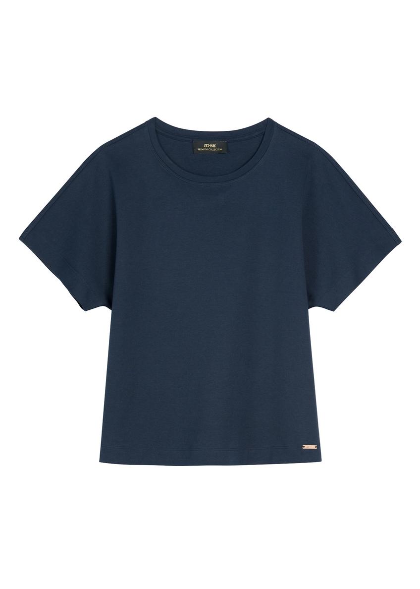Navy blue women's mercerized cotton t-shirt TSHDT-0154-7E(W26)