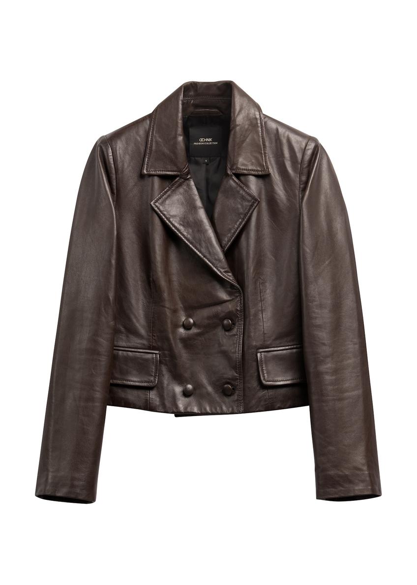 Brown women's leather jacket KURDS-0620-1I(Z26)