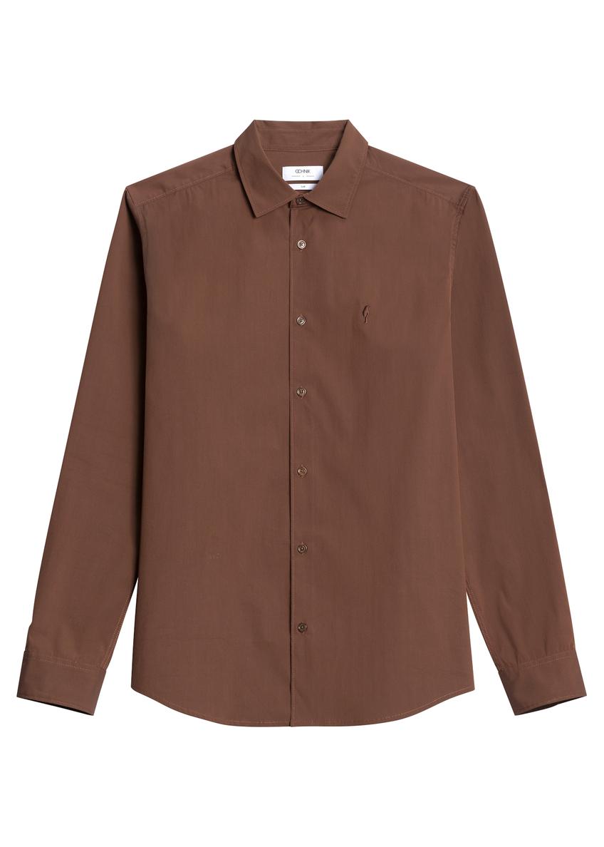 Dark brown men's shirt KOSMT-0364-1H(Z26)
