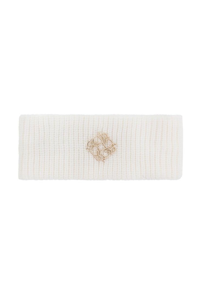 Cream women's headband with emblem CZADT-0184-12(Z24)