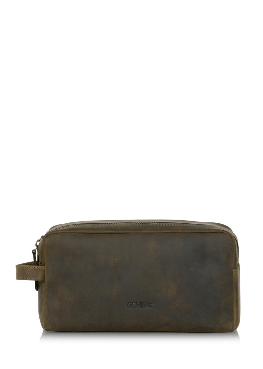 Men's khaki leather cosmetic bag TORMS-0322-51(W23)-07