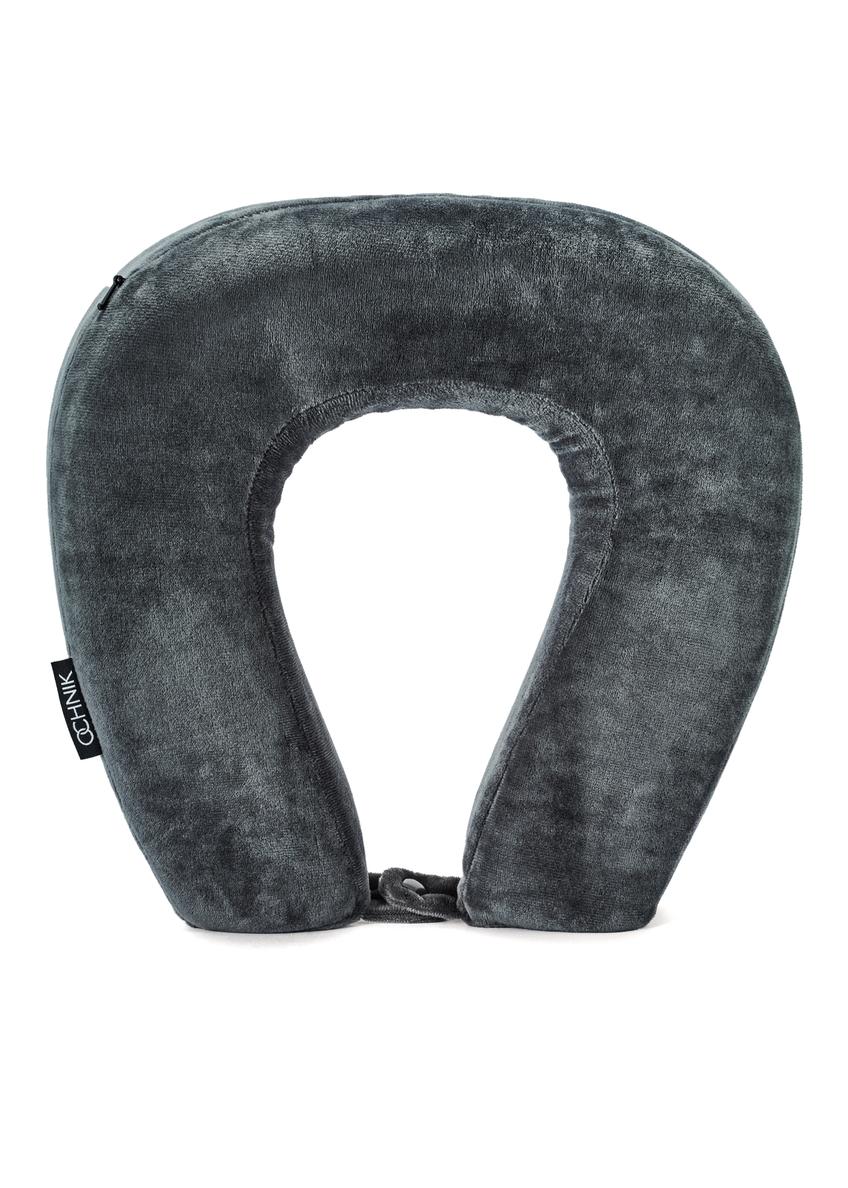 Gray travel pillow AW-014-0002-91(W25), product view from the front on white background.