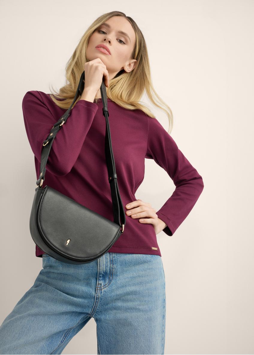 Black leather women's messenger bag TORES-1315-99(Z26)