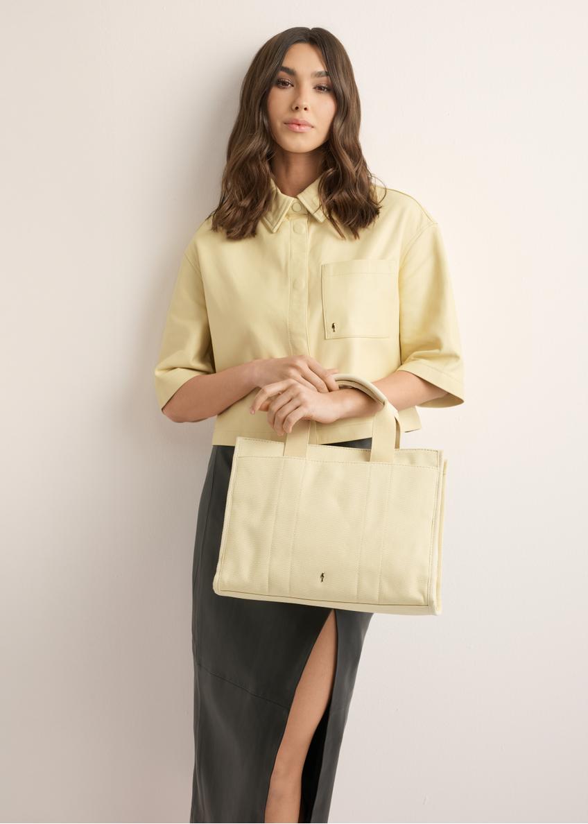 Cream cotton women's handbag TOREN-0332-0B(W26)