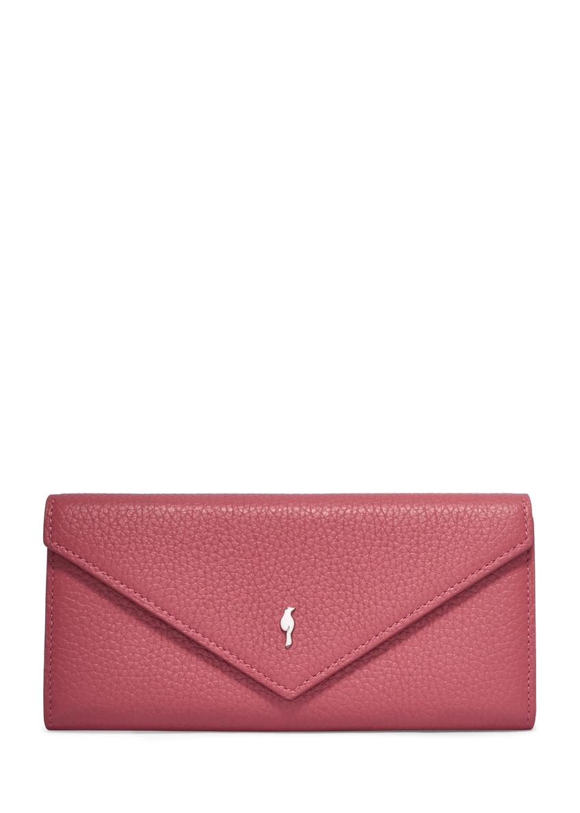 Large pink leather women's wallet PORES-1016-5B(Z26), front product view on white background.