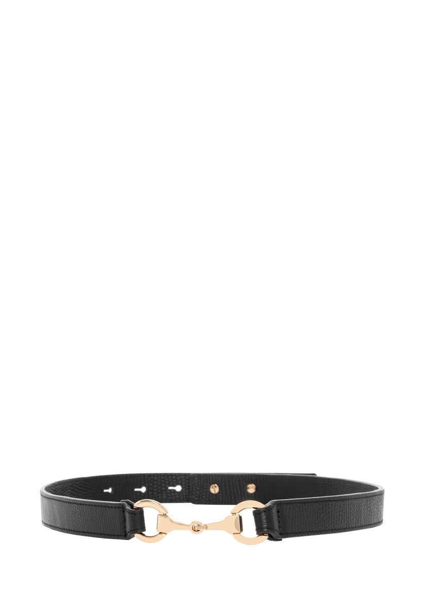 Black women's leather belt PASDS-0351-9H(Z26), front view of the product on a white background.