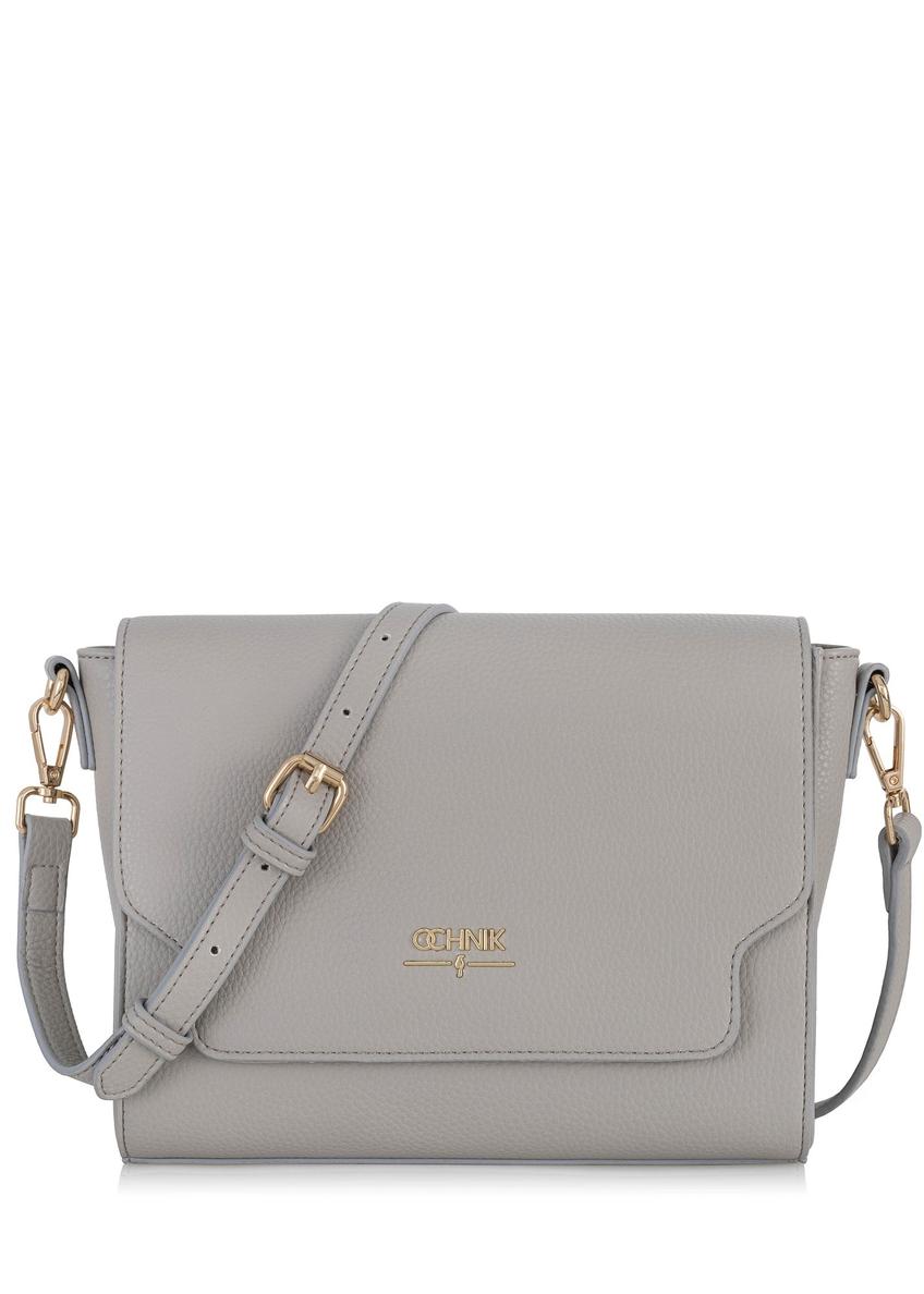 Women's grey imitation leather postbag TOREC-0899-66(W24)-08