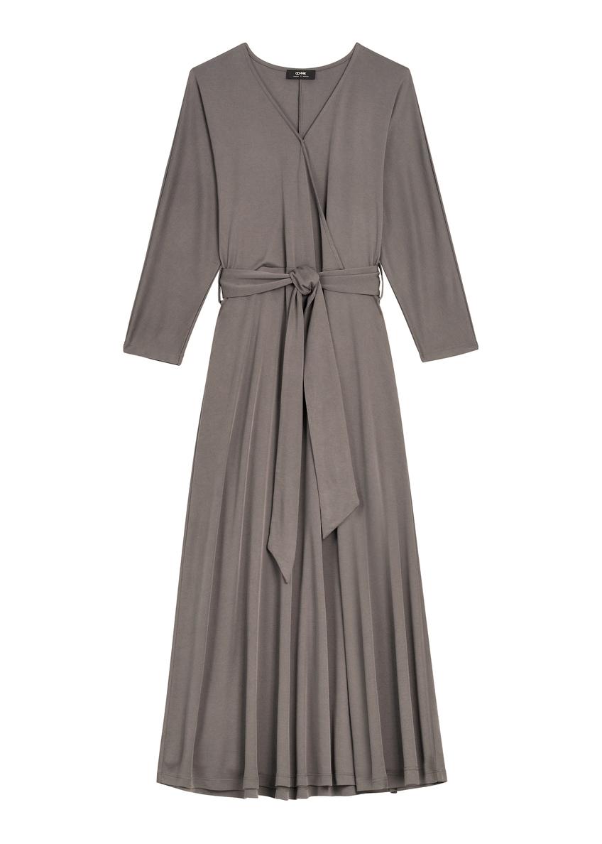 Graphite women's dress with a wrap neckline SUKDT-0286-9D(Z26)