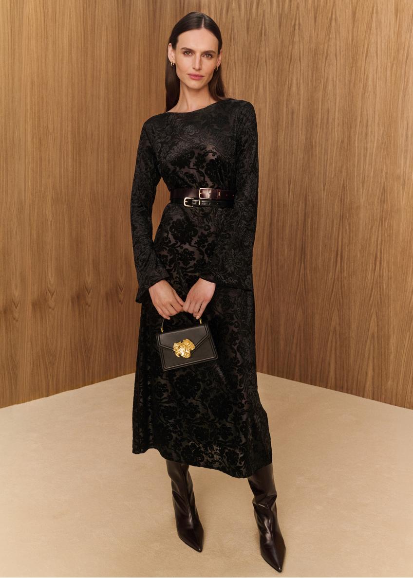 Black long floral dress SUKDT-0288-99(Z26)