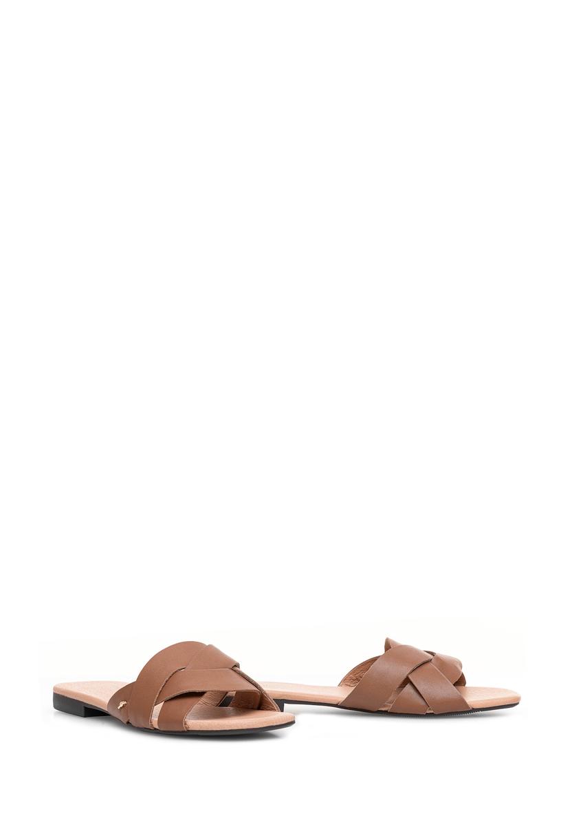 Women's leather flip-flops in brown BUTYD-1159-24(W25)