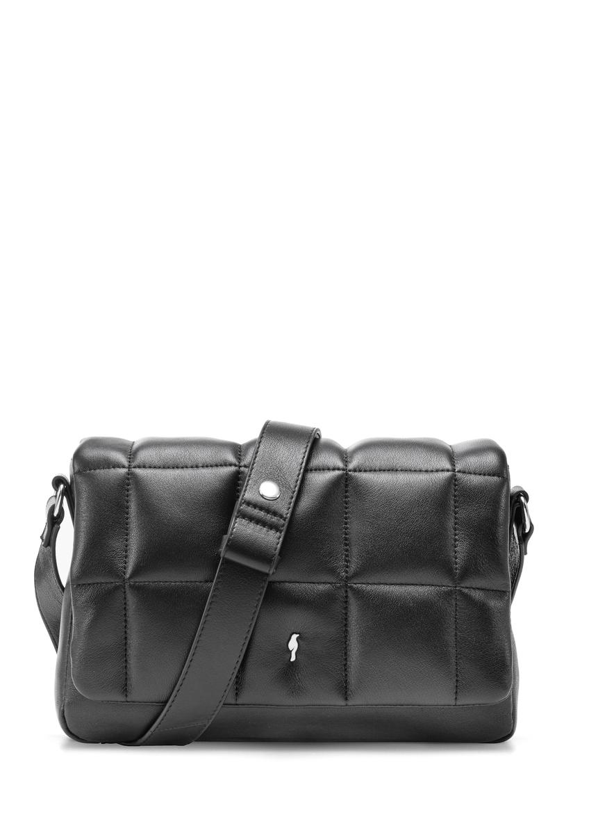 Black leather handbag TORES-1197-99(Z25), front product view on white background.