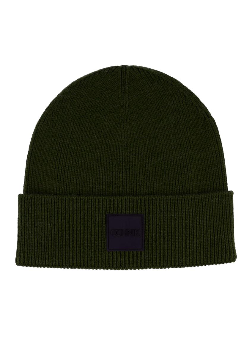 Green men's cap CZAMT-0095-8B(Z26), front product view on white background.