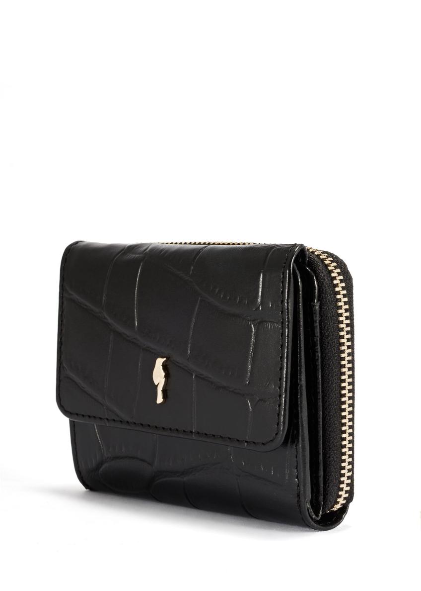 Black croco leather women's wallet PORES-0906-9G(Z26)