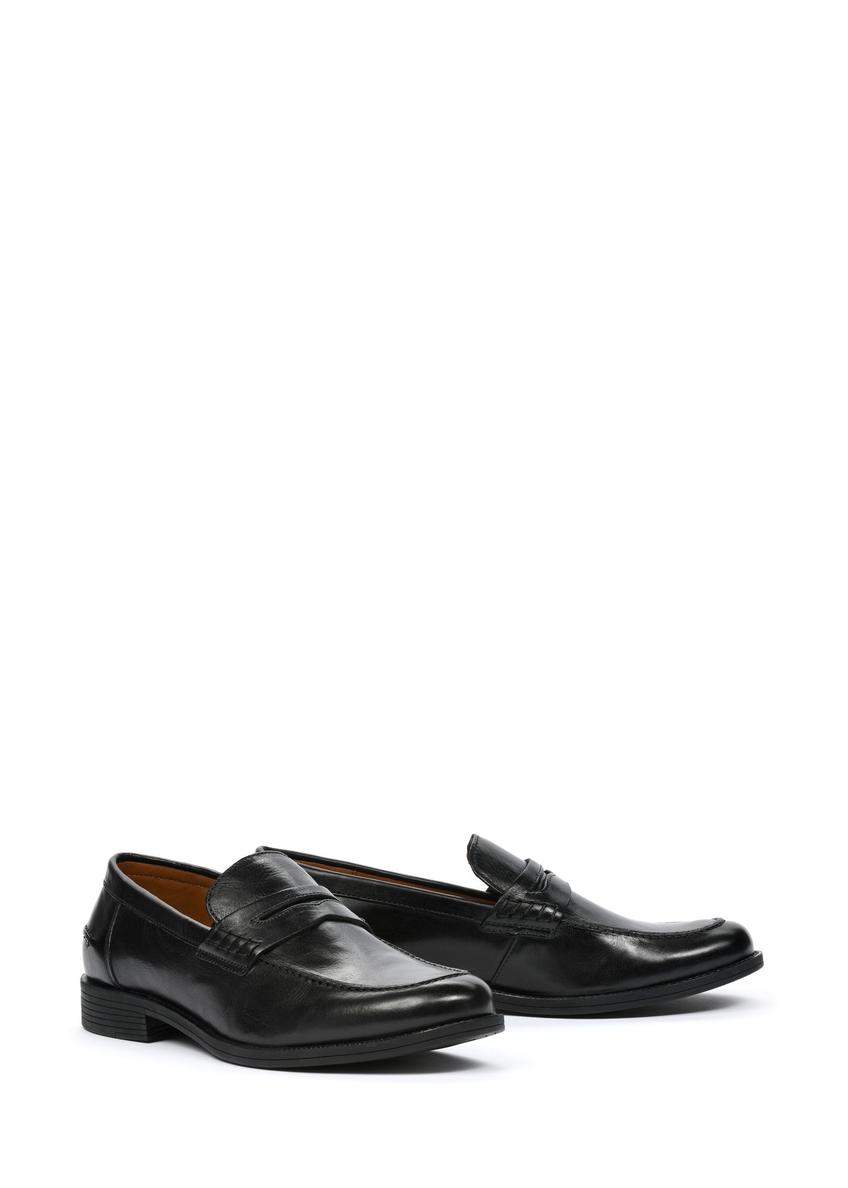 Black leather men's loafers BUTYM-0482-99(W25)