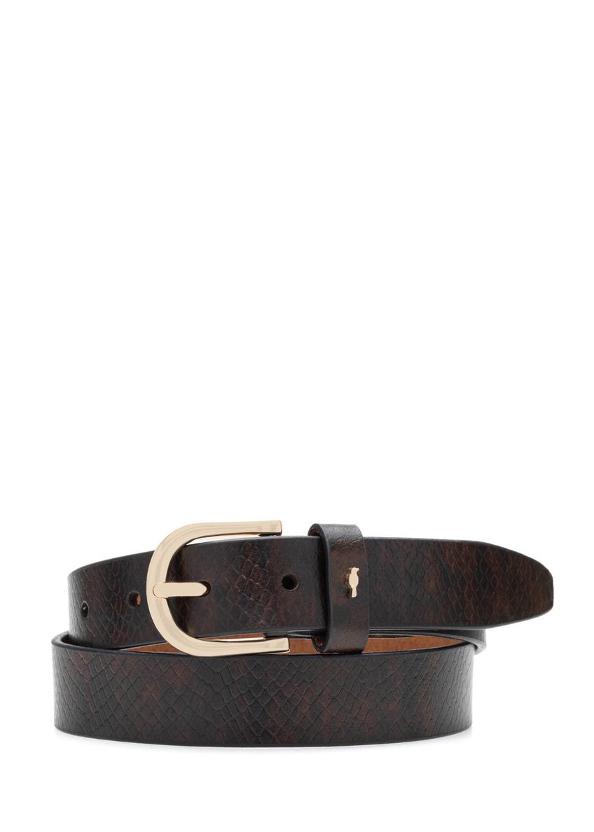 Brown leather women's belt PASDS-0333-90(Z25)