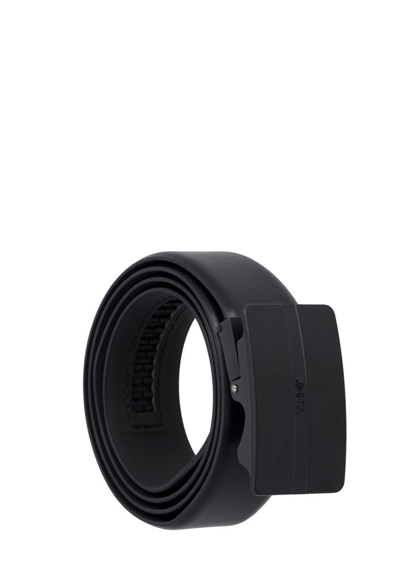 Men's black leather belt PASMS-0291-99(Z26)