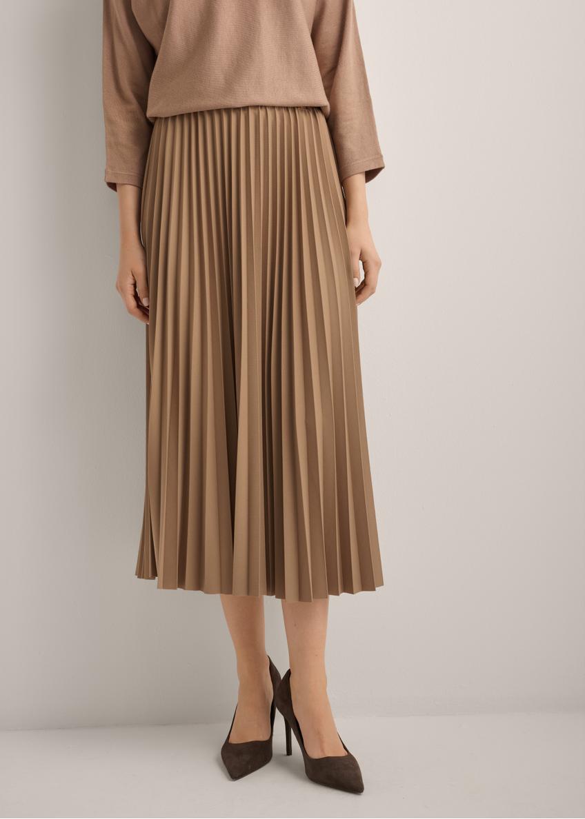 Camel Pleated Midi Skirt SPCDT-0096-1D(Z26)