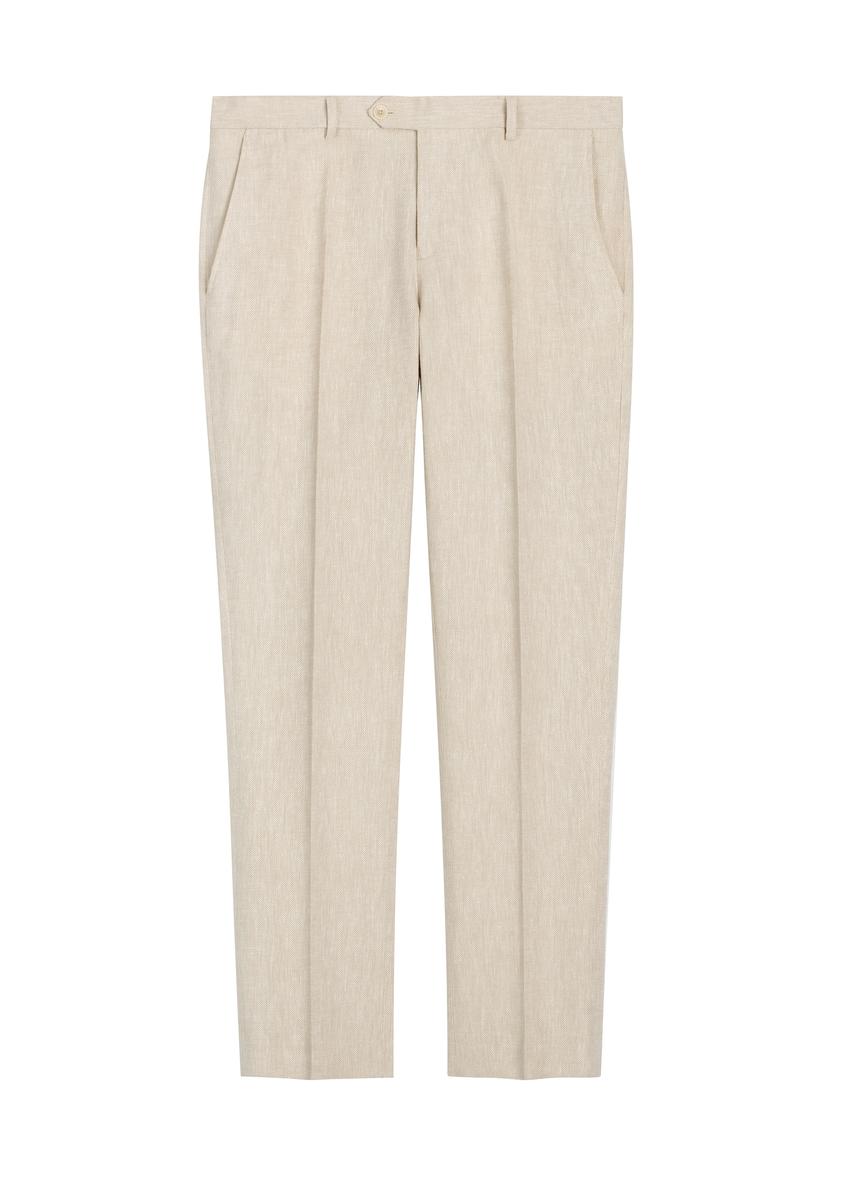 Men's Beige Herringbone Suit Pants SPOMT-0117-1B(W26)