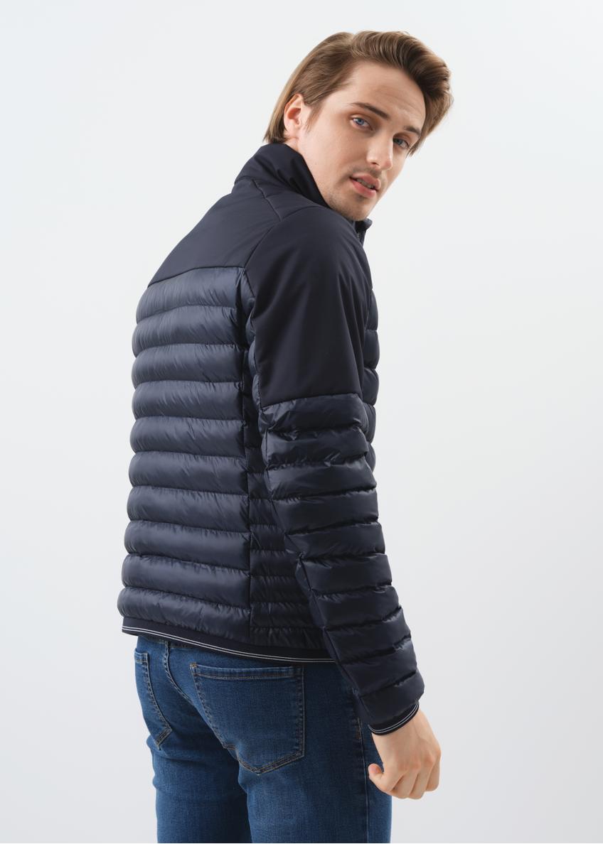 Men's navy blue quilted jacket with stand-up collar KURMT-0309-69(Z24)