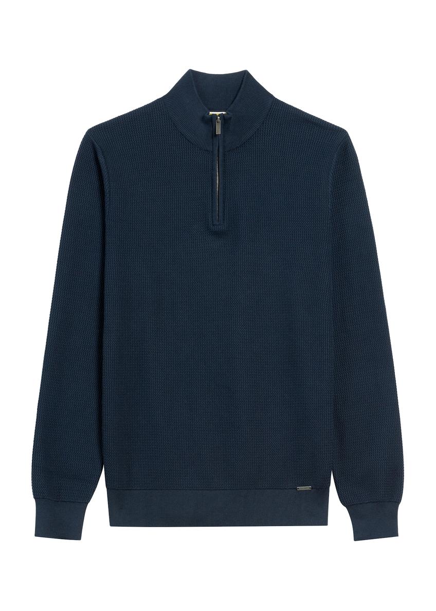 Navy blue men's sweater with zipper SWEMT-0167-68(Z25)