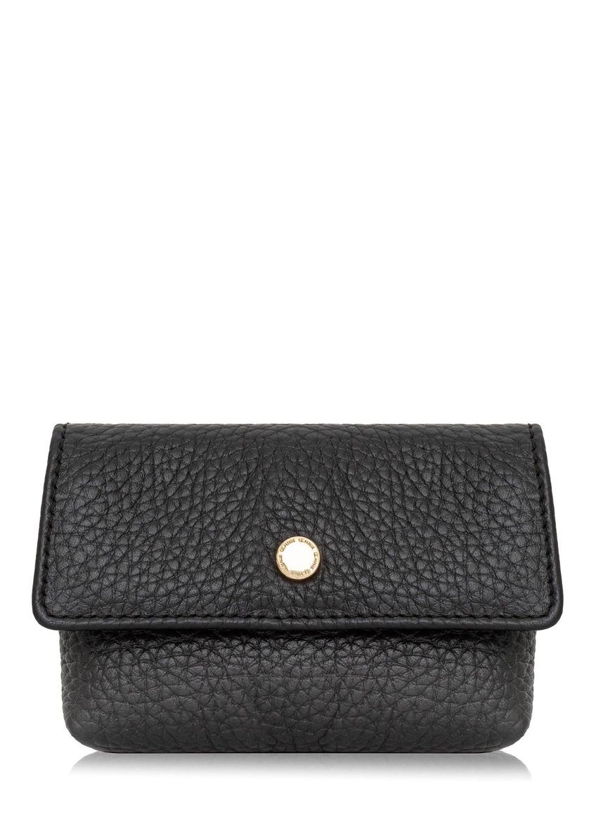 Black small leather women's wallet PORES-0895G-99(Z25), front product view on white background.