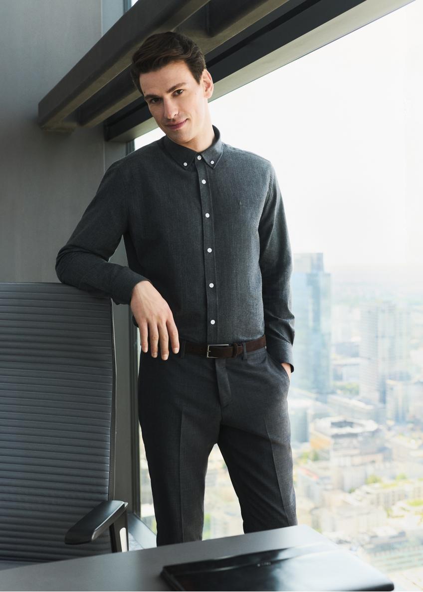 Cotton men's shirt in graphite color KOSMT-0349-95(Z25)