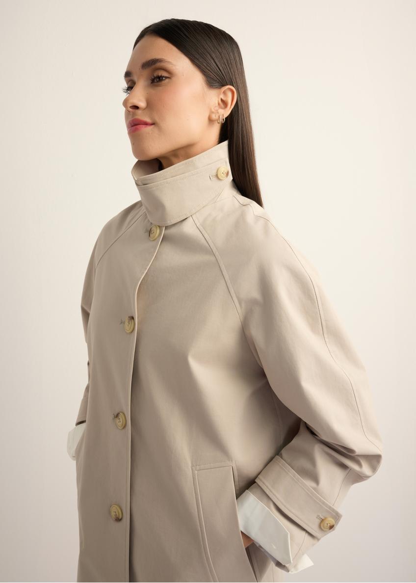 Long beige women's coat KURDT-0692-1J(Z26)