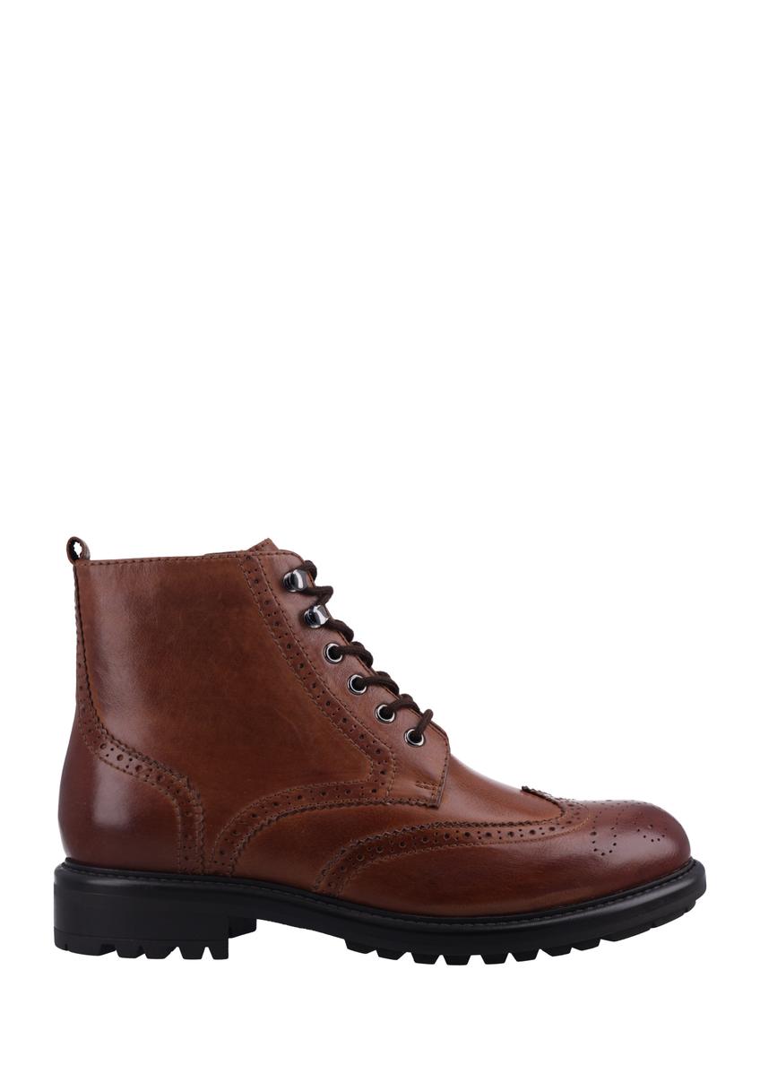 Men's brown leather ankle boots BUTYM-0546-1H(Z26), side view of the product on a white background.