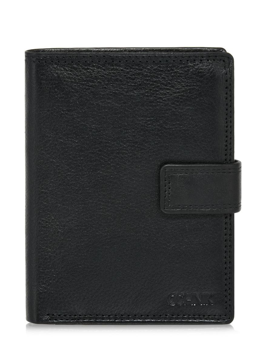 Men's black leather clasp wallet PORMS-0605-99(W24)-01