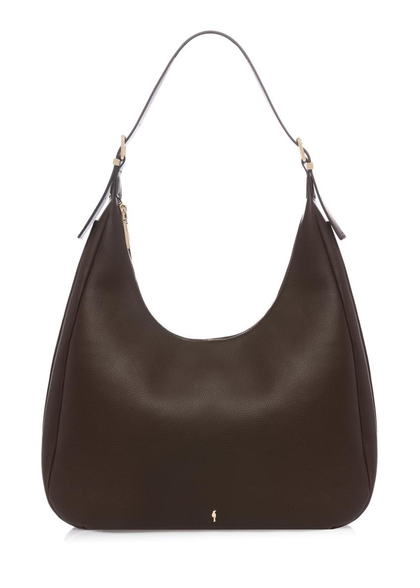 Brown women's shopper handbag TOREC-1238-1I(W26), front product view on white background.