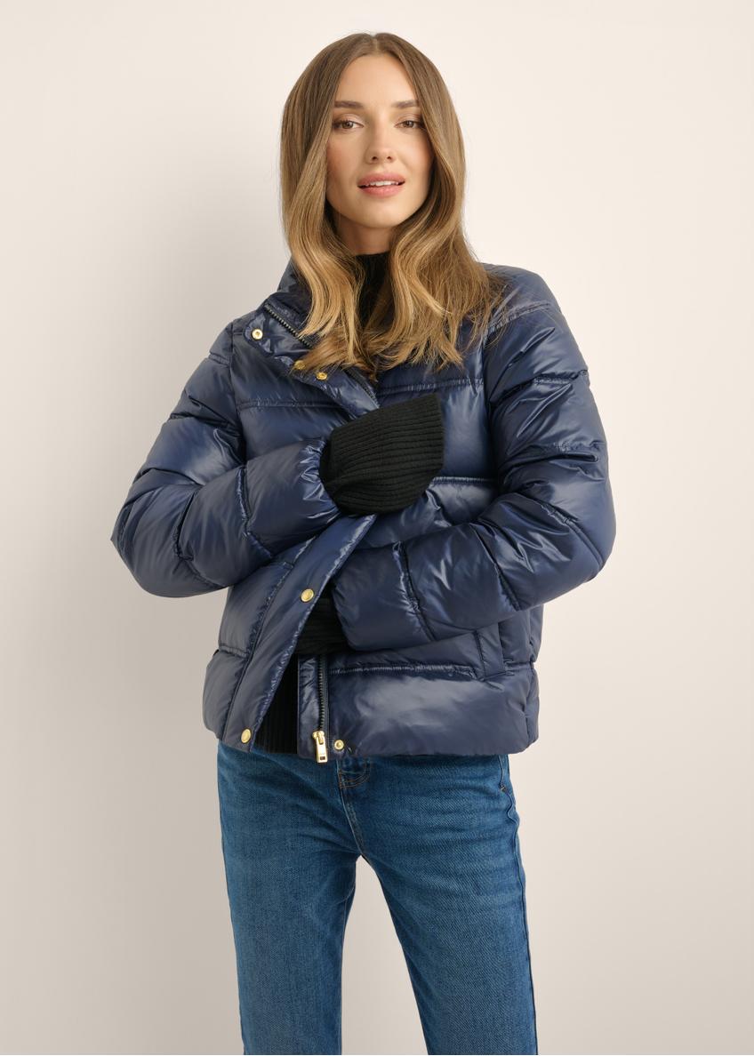 Navy blue women's jacket with stand-up collar KURDT-0669-7E(Z26)