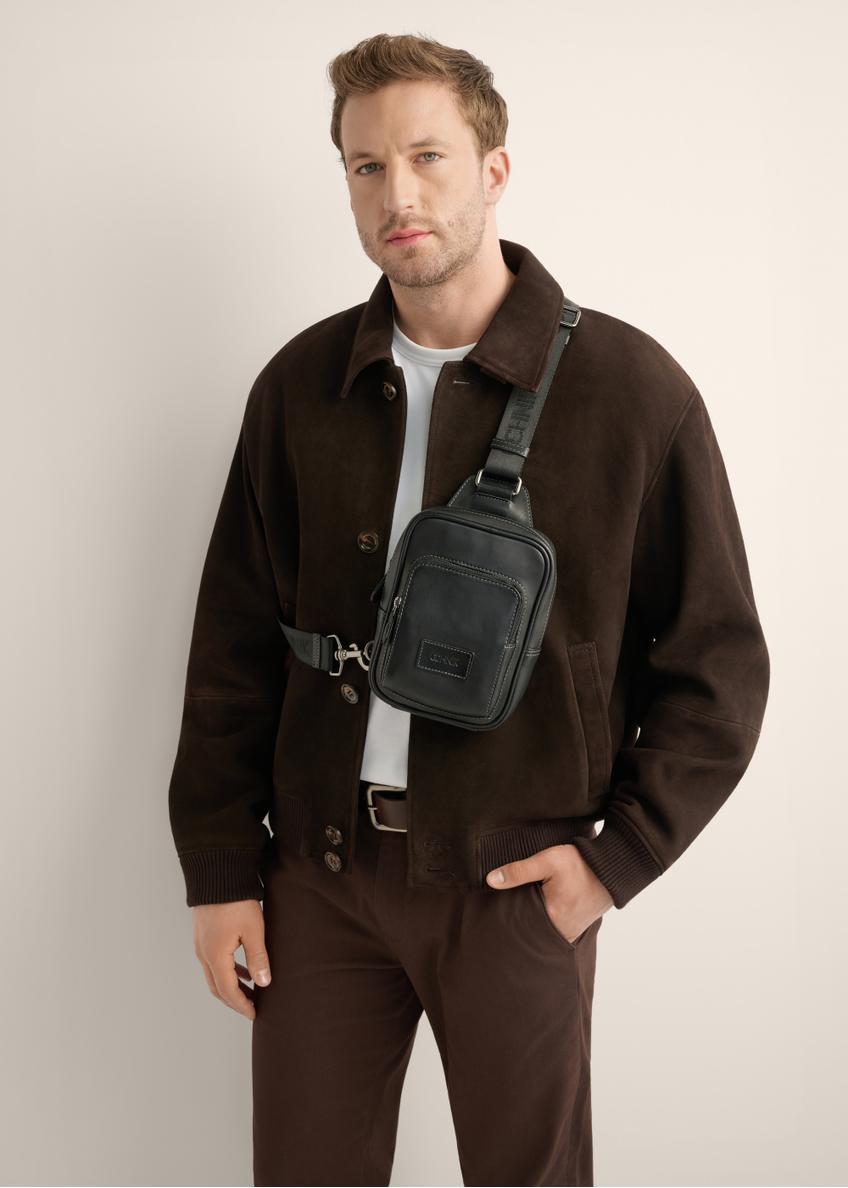 Black leather men's shoulder bag TORMS-0527-99(Z26)